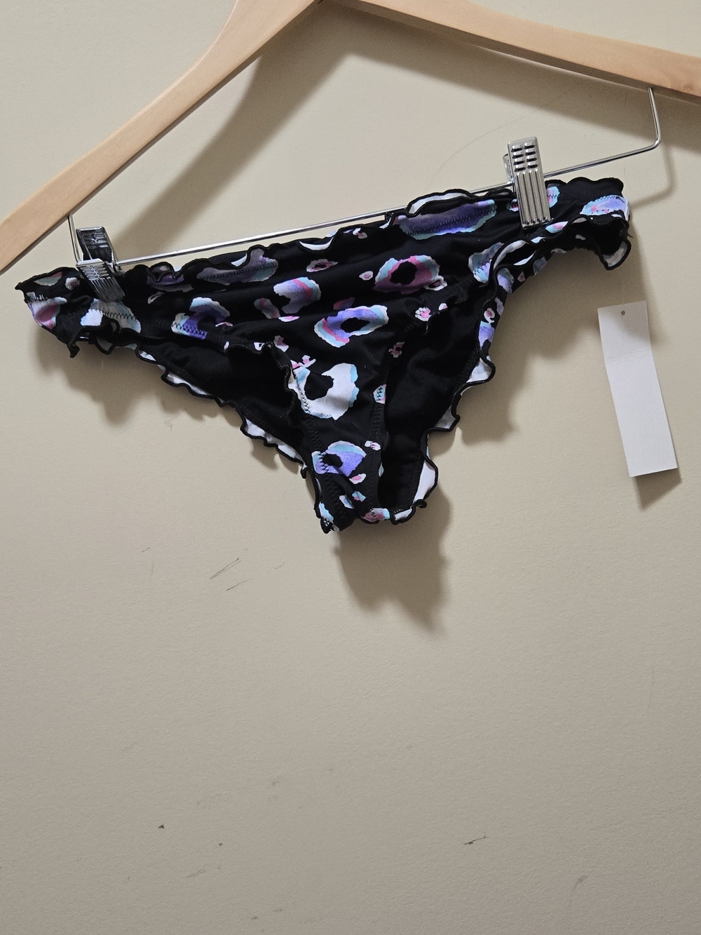 Salt + Cove Black Bikini Bottoms with Purple and Blue Accents